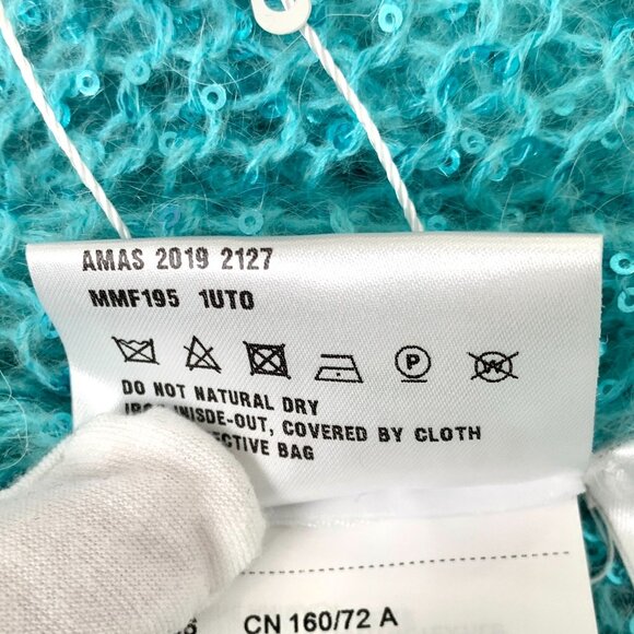 Miu Miu Blue Sequined Mohair Blend V-Neck Button-Up Cardigan Sweater Size S Made - Picture 7 of 8